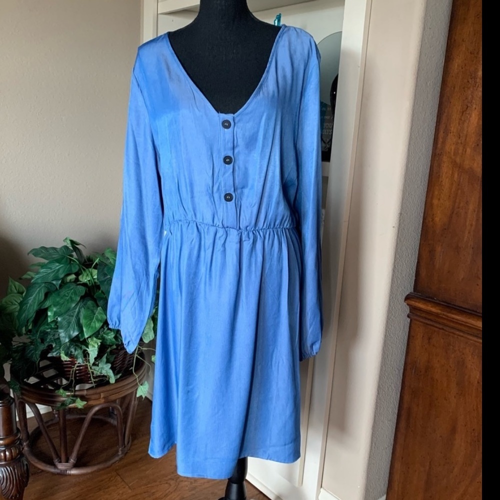 Curve Chambray Denim Shirt‎ Dress